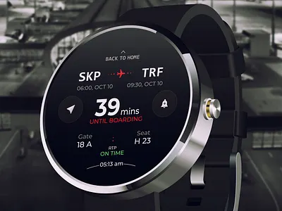 Smart Watch UI Design - Flight App app app design dark design design idea flight flight app hq inspirational smart smart watch smartwatch ui ux uxui watch