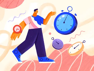 TSheets Alternatives art article character characterdesign design drawing illustration illustration art man marketing texture time timing ui watch