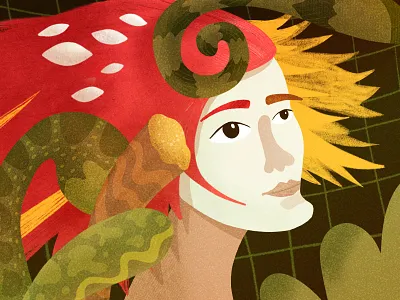 Self-portrait autumn illustration portrait procreate texture