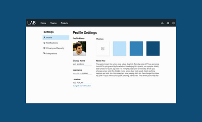 Settings for a Team Collab Workspace dailyui dailyui007 minimal profile settings