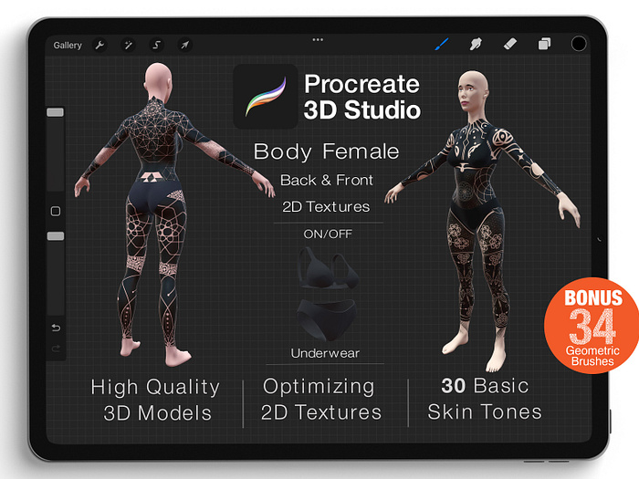 procreate 3d models free body