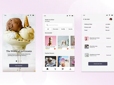 ice cream shop online mobile app uidesign
