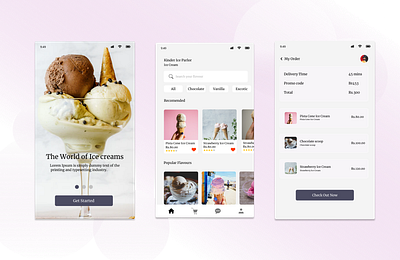ice cream shop online mobile app uidesign