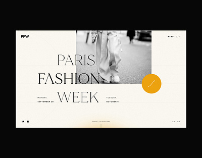 PFW - Home screen black fashion fashion brand graphicdesign identity paris fashion week typography web design website website concept website design