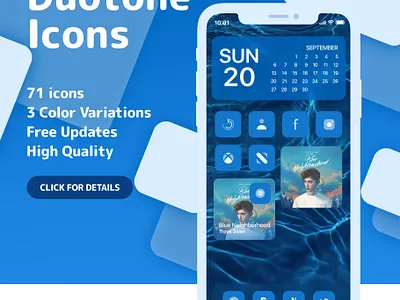 Duotone Icons for iOS14 - Blue creativemarket design homescreen iconset ios ios14 ios14homescreen ui ux vector