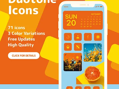 Duotone Icons for iOS14 - Orange creativemarket design homescreen iconset ios ios14 ios14homescreen ui ux vector