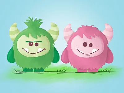 monster twins character character design childrens illustration digitalillustration illustration monsters procreate twins