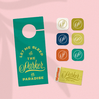 The Parker Hotel Branding branding color palette design handlettering hotel lettering logo logo design procreate typography vacation