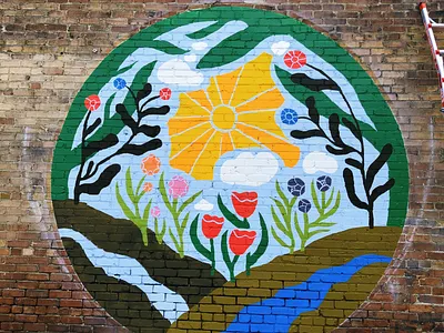 mural floral illusration landscape mural mural design muralart spokane