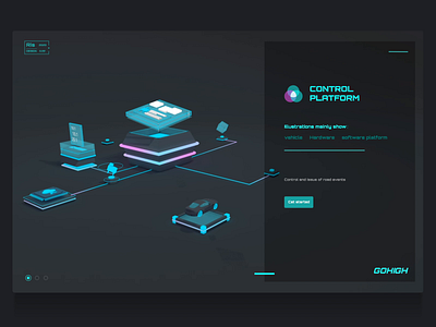 control platform 3d ae animation blue branding car data design illustration platform typography ui ux web