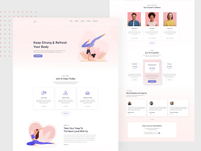 yoga starz landing page agency agency website awesome work best landing page design best ui clean design fitness fitness app fitness landing page homepage newsletter ui uiux website yoga yoga homepage yoga landing page