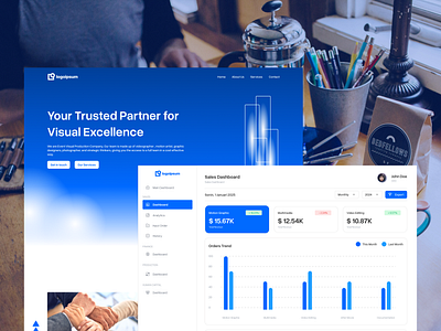 Sales Dashboard & Landing Page analytic blue clean ui dashboard inspiration landing page sales