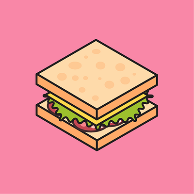 Day-2 Sandwich food icon illustration isometric icons sandwich tutsplus