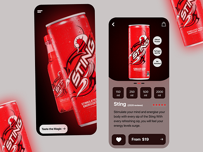 Sting Drink UI app app design best dribbble shot best shot colorful design dribbble drink minimal mobile mobile app mobile ui popular product trendy ui ux uidesign ux