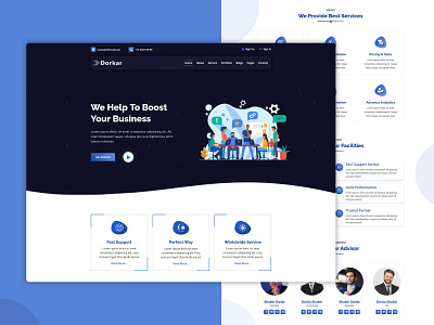 Dorkar - Boosting business website template best shots clean corporate corporate agency creative design dribble best shot landing page landing page design marketing material ui minimal startup startup branding the agency ux design website website design