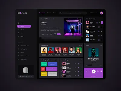 GIOmusic Streaming UI/UX Design Concept app artist black concept dark dashboard design dribbble interface minimal music music app music player player ui ux