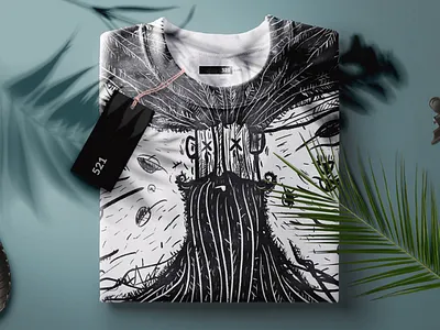 Forester apparel design flat illustration old men outline shirt soluch tattoo tree tshirt