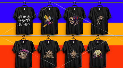 Halloween T-Shirts Design Bundle illustration vector