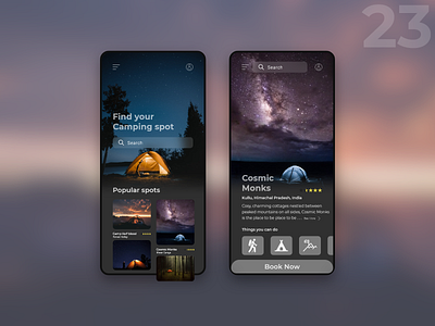 Mobile application for Camping adventures adobe xd adventure app app design booking camp camping design mobile outside ui uidesign ux uxdesign xd