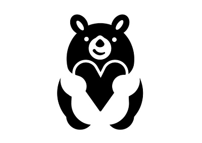 Drawing panda holding heart cleandeisng creative design icon logo panda symbol vector