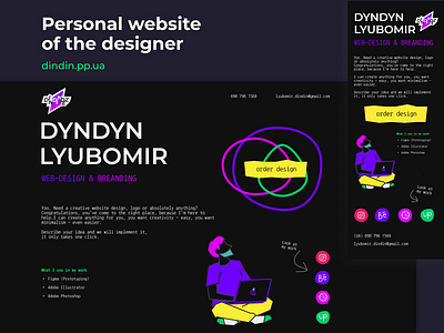 Personal website of the designer app concept creative creative design design figma freelance illustration logo mobile design mobile site personal brand typography ui vector web website