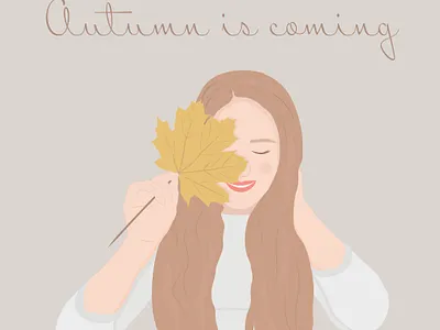 Autumn | Art | Illustration | Girl | Leaf | Cartoon | Nature art cartoon design illustration logo minimal postcard vector
