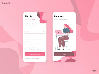DailyUI #001 - Sign up app daily 100 challenge daily ui dailyui design illustration minimal ui ux