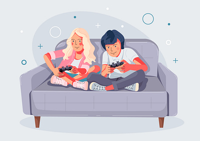 Children gamer adobe illustrator character children game gamer gamergirl gamerguy illustration vector vector illustration vectorart