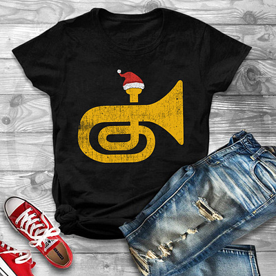 Funny Tuba Santa Hat Cute Christmas Gift Long Sleeve create custom design funny character illustration t shirt t shirt design typography