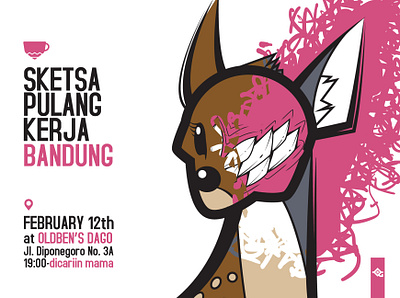 sketsa pulang kerja character community deer event gathering poster