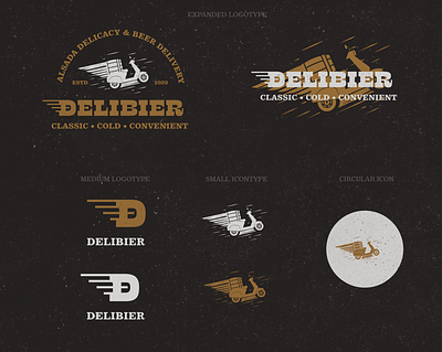 Logo Branding for Delibier beer beer delivery clean delivery app design grunge illustration logo rustic typography vector vespa