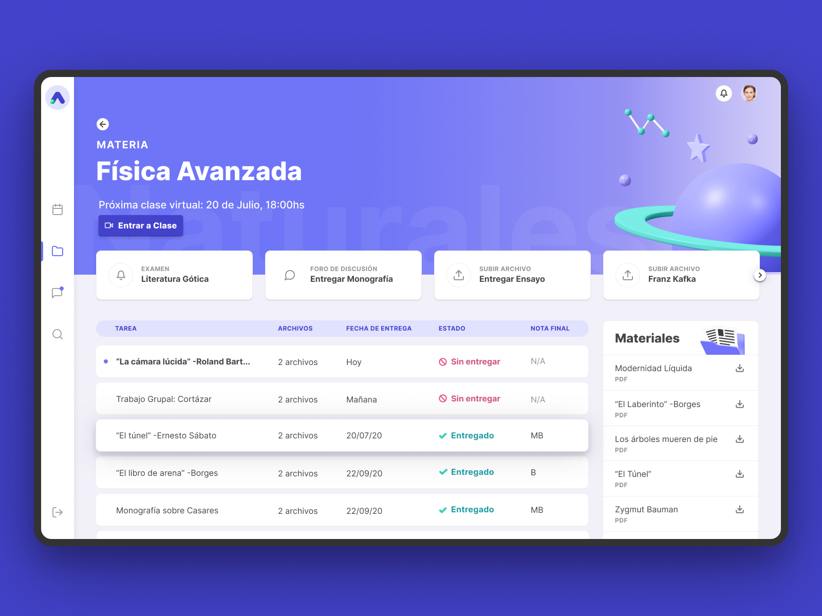 Example of AuLAB Subject Dashboard