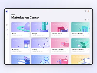 AuLAB Subjects Dashboard branding colorful dashboad identity design learning learning management system lms product design purple school subjects teens ui ux web app