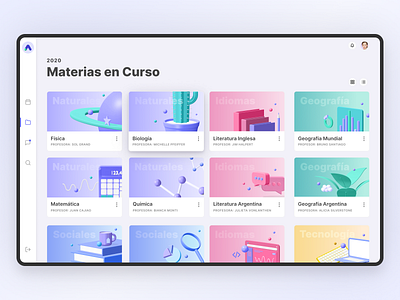 AuLAB Subjects Dashboard branding colorful dashboad identity design learning learning management system lms product design purple school subjects teens ui ux web app