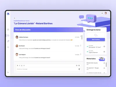 AuLAB Homework Screen branding dashboad identity design learning management system lms product design purple school teens ui ux web app
