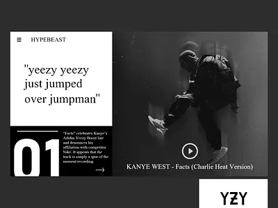 Artist web landing page design adobexd artist bold branding daily ui dailyuix fashion design flatdesign hypebeast kanyewest minimalist ui ui ux uidesign ux uxdesign webdesign website design yeezus yeezy