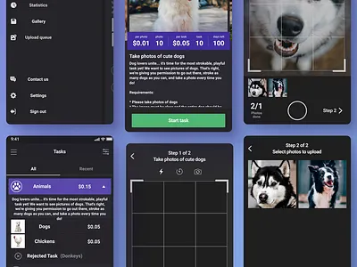 Photo Collecting App UI app application dark ui ios list mobile photo tasks ui