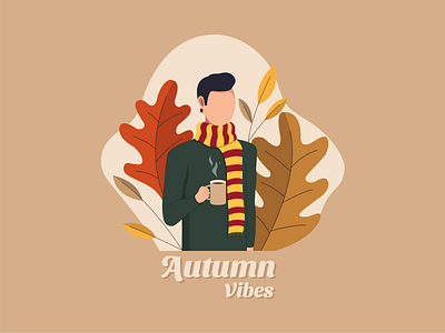 Autumn Vibes artwork autumn design digital art flat hot chocolate illustration illustrator leafs minimal nature season vector vibes weekly weekly warm up