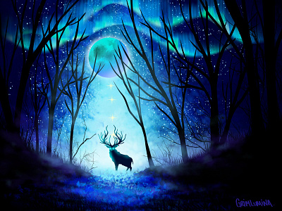 deer forest night adobe amazing font design designer forest graphic night