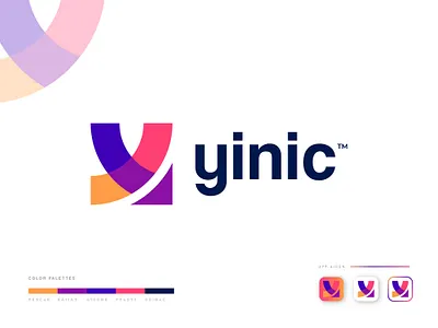 Yinic logo design. abstract logo app design app icon app logo brand brand design brand identity branding branding design icon letter logo letter y logo logo design logo designer logo designs logos minimal modern logo modern logos