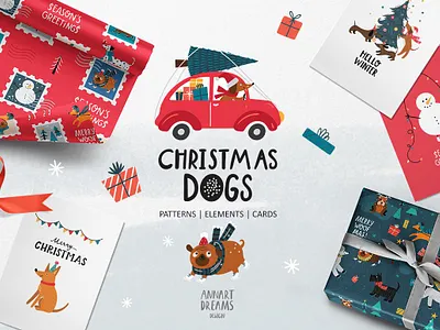 Christmas Dogs Collection abstract art background christmas christmas flyer christmas party christmas tree decoration design design elements dog dogs fabric flyer graphic design illustration poster poster design posters vector
