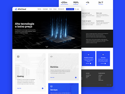 Alfa Cloud desktop website adobe xd adobexd blue business cloud design domain hosting logo logo design ui ux webdesign webflow website