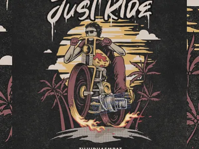 Chopper Motorcycle Design beach chopper comission design handdrawn illustration motorbike motorcycle rider riding tshirt design vintage vintage design