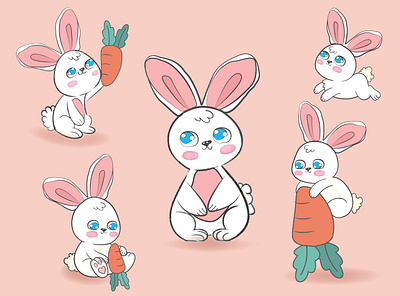 Cute Bunny Character Design art beautiful beautiful design bunnies bunny character design cute cute animal cute bunny design digitalart funny funny illustration graphic design graphic designer illustraion illustration illustration art rabit sweet