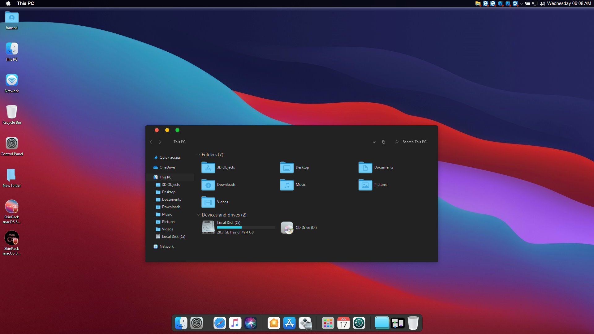 macos big sur dark theme for windows 10