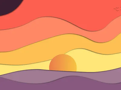 SunSet flat art illustration minimal minimalist vector