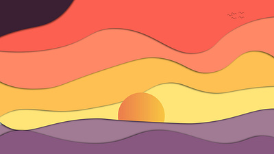 SunSet flat art illustration minimal minimalist vector