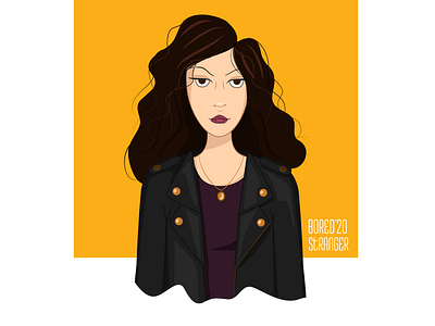 Girl in leather jacket ai brooklyn brooklyn99 character characterart characterdesign fanart flat illustration illustrator portait rosadiaz vector yellow