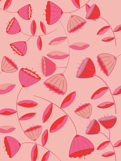 Flowers flowers illustration patterns pink procreate procreate app red