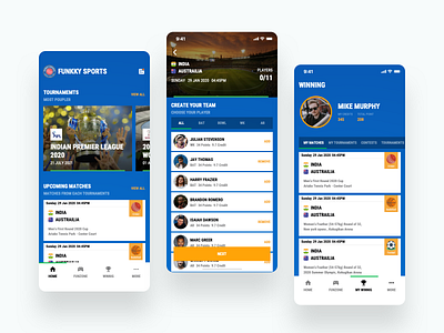 Sports App - Create Team and Play app design cricket design dribbble illustration ios app design sports ui ux